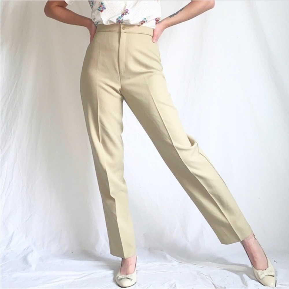 Vintage 70s Levi Strauss Bend Over Cream High Rise Linen-look Pants 12